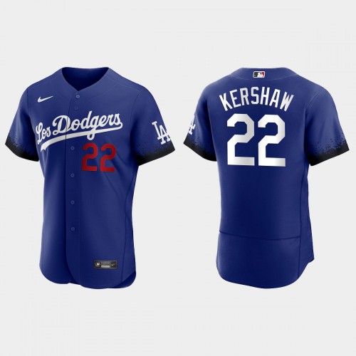 Los Angeles Los Angeles Dodgers #22 Clayton Kershaw Nike Men’s 2021 City Connect Authentic MLB Jersey Royal Men’s