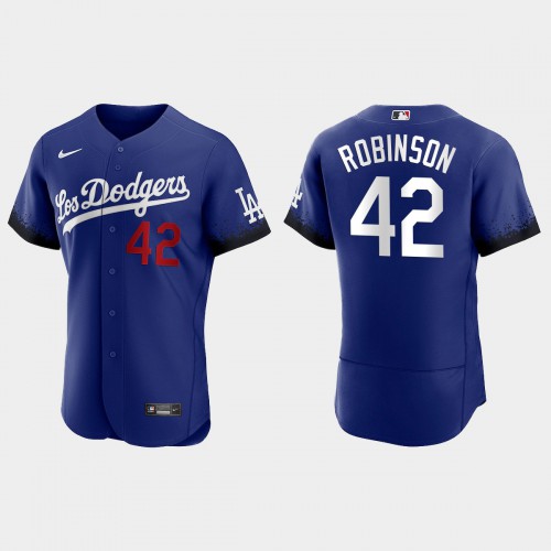 Los Angeles Los Angeles Dodgers #42 Jackie Robinson Nike Men’s 2021 City Connect Authentic MLB Jersey Royal Men’s