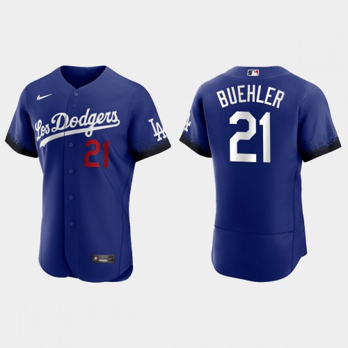 Los Angeles Los Angeles Dodgers #21 Walker Buehler Nike Men’s 2021 City Connect Authentic MLB Jersey Royal Men’s