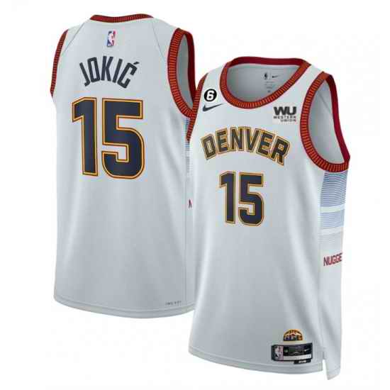 Men Denver Nuggets #15 Nikola Jokic Grey 2022 23 City Edition Stitched Jersey