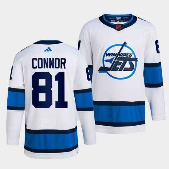 Men Winnipeg Jets #81 Kyle Connor White 2022 Reverse Retro Stitched Jersey