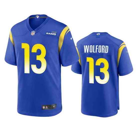 Men Los Angeles Rams #13 John Wolford Royal Stitched Football Game Jersey