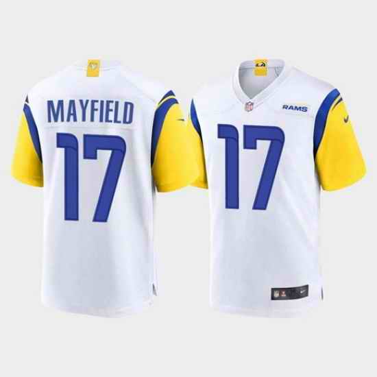 Men Los Angeles Rams #17 Baker Mayfield White Stitched Game Jersey