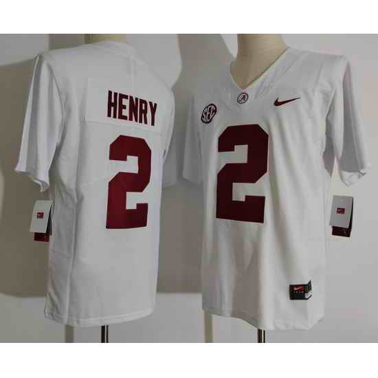 Men Alabama Crimson Tide #2 Derrick Henry White College Football Jersey