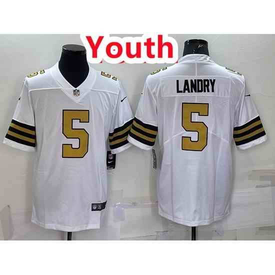 Youth Saints #5 Jarvis Landry White Color Rush Jersey