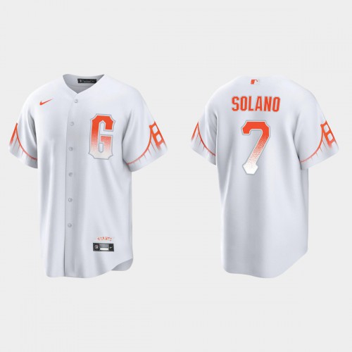 San Francisco San Francisco Giants #7 Donovan Solano Men’s 2021 City Connect White Fan’s Version Jersey Men’s