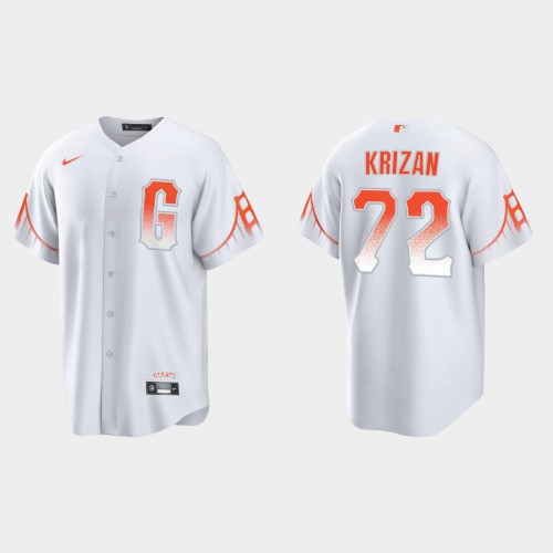 San Francisco San Francisco Giants #72 Jason Krizan Men’s 2021 City Connect White Fan’s Version Jersey Men’s