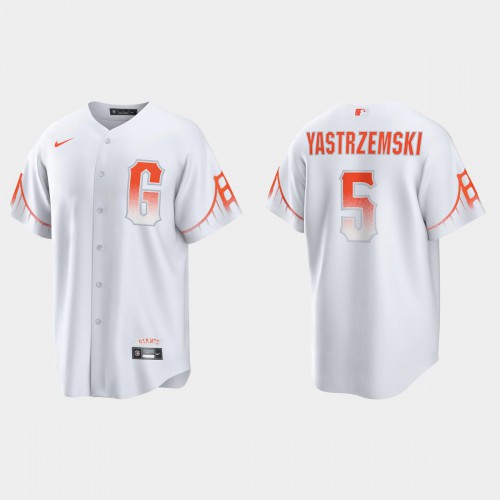 San Francisco San Francisco Giants #5 Mike Yastrzemski Men’s 2021 City Connect White Fan’s Version Jersey Men’s