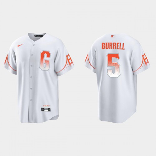 San Francisco San Francisco Giants #5 Pat Burrell Men’s 2021 City Connect White Fan’s Version Jersey Men’s