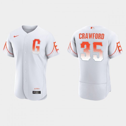 San Francisco San Francisco Giants #35 Brandon Crawford Men’s 2021 City Connect Authentic White Jersey Men’s