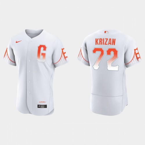 San Francisco San Francisco Giants #72 Jason Krizan Men’s 2021 City Connect Authentic White Jersey Men’s