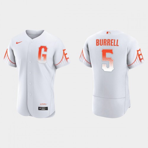 San Francisco San Francisco Giants #5 Pat Burrell Men’s 2021 City Connect Authentic White Jersey Men’s