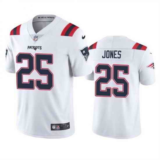 Men New England Patriots #25 Marcus Jones White Vapor Untouchable Limited Stitched Jersey
