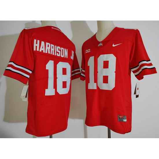 Men Ohio State Buckeyes #18 Marvin Harrison Jr. Red College Football Jersey