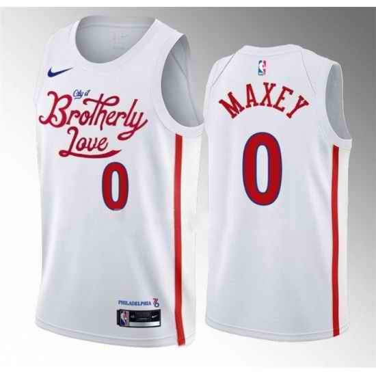 Men Philadelphia 76ers #0 Tyrese Maxey White 2022 23 City Edition Stitched Basketball Jersey