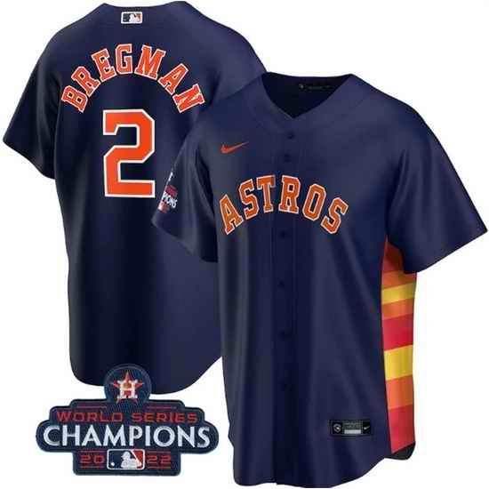 Youth Houston Astros #2 Alex Bregman Navy 2022 World Series Champions Stitched BaseballJersey