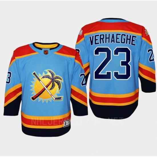 Men Florida Panthers #23 VERHAEGHE Blue 2022 Reverse Retro Stitched Jersey