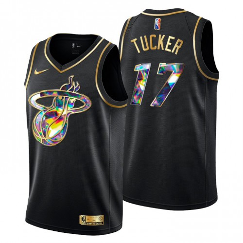 Miami Miami Heat #17 P.J.Tucker Men’s Golden Edition Diamond Logo 2021/22 Swingman Jersey – Black Men’s