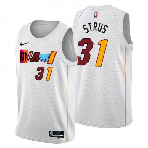 Nike Miami Heat #31 Max Strus Men’s 2022-23 City Edition NBA Jersey – Cherry Blossom White Men’s