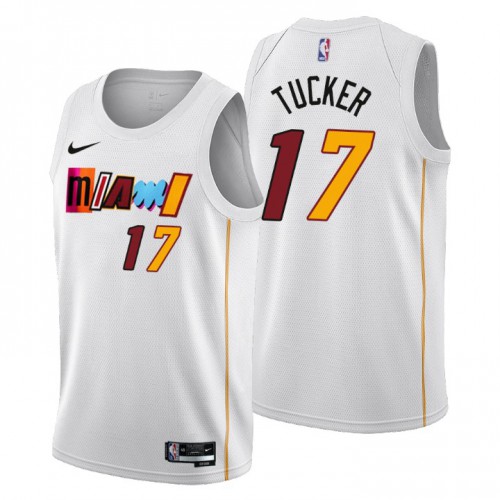 Nike Miami Heat #17 P.J. Tucker Men’s 2022-23 City Edition NBA Jersey – Cherry Blossom White Men’s
