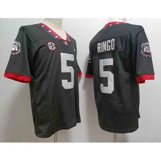 Men Georgia Bulldogs #5 Kelee Ringo Black College Football Jersey