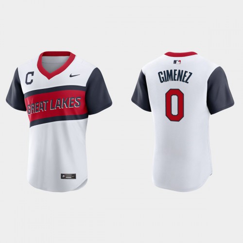 Cleveland Guardians #0 Andres Gimenez Men’s Nike White 2021 Little League Classic Authentic MLB Jersey Men’s