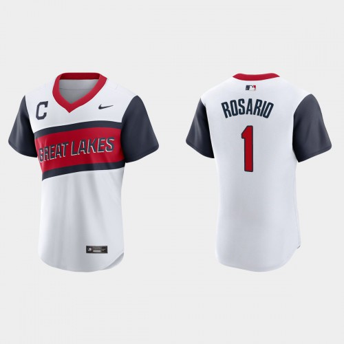 Cleveland Guardians #1 Amed Rosario Men’s Nike White 2021 Little League Class Authentic MLB Jersey Men’s