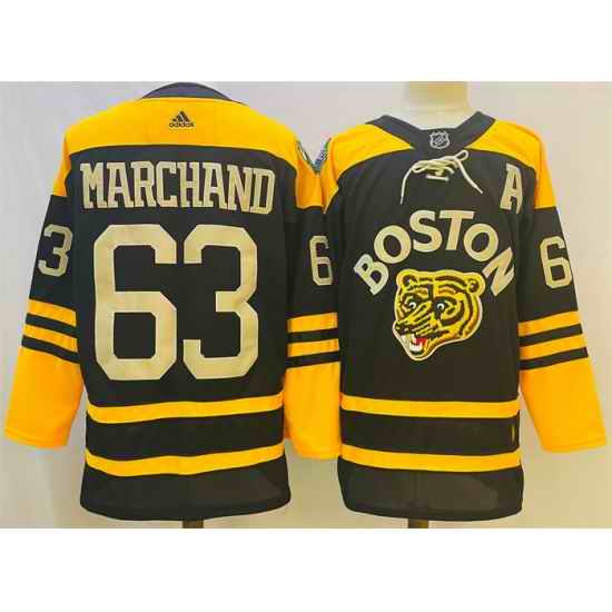 Men Boston Bruins #63 Brad Marchand Black Classic Primegreen Stitched Jersey