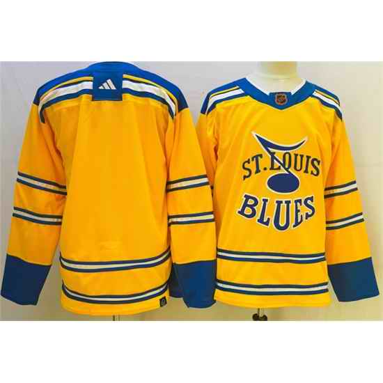 Men St  Louis Blues Blank Yellow 2022 #23 Reverse Retro Stitched Jersey
