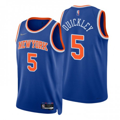Nike New York Knicks #5 Immanuel Quickley Blue Men’s 2021-22 NBA 75th Anniversary Diamond Swingman Jersey – Icon Edition Men’s
