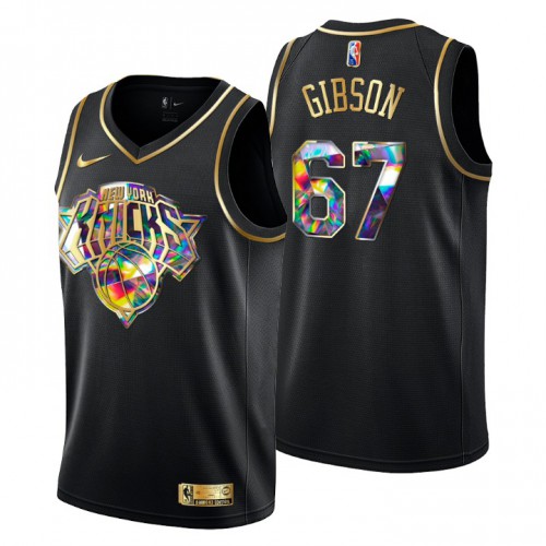 New York New York Knicks #67 Taj Gibson Men’s Golden Edition Diamond Logo 2021/22 Swingman Jersey – Black Men’s