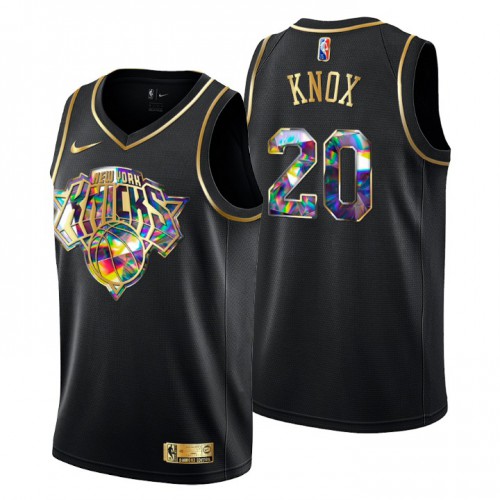 New York New York Knicks #20 Kevin Knox Men’s Golden Edition Diamond Logo 2021/22 Swingman Jersey – Black Men’s