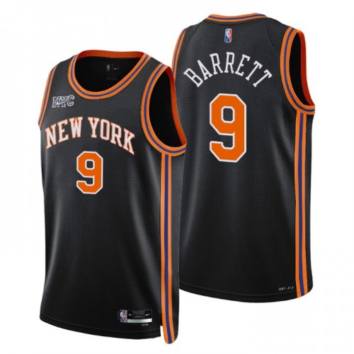 New York New York Knicks #9 R.J. Barrett Men’s Nike Black 2021/22 Swingman NBA Jersey – City Edition Men’s
