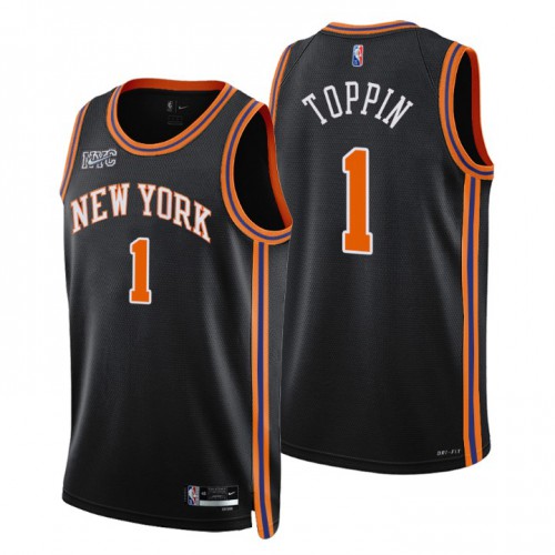 New York New York Knicks #1 Obi Toppin Men’s Nike Black 2021/22 Swingman NBA Jersey – City Edition Men’s
