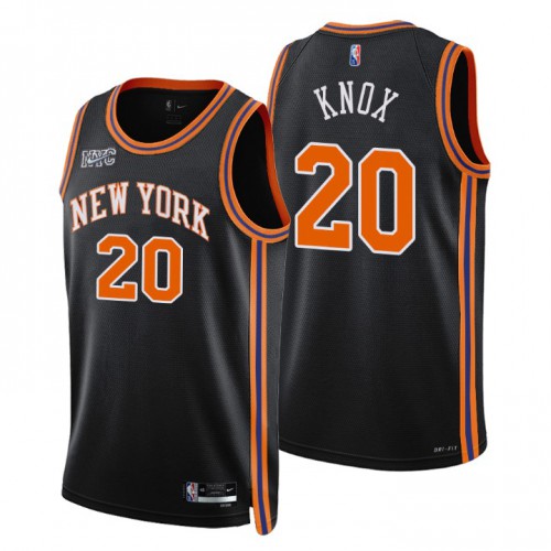New York New York Knicks #20 Kevin Knox Men’s Nike Black 2021/22 Swingman NBA Jersey – City Edition Men’s