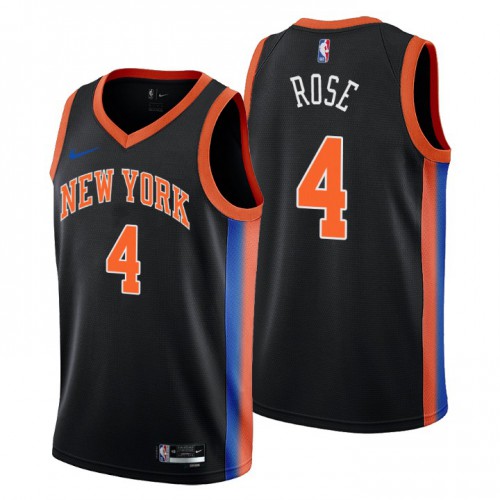 Nike New York Knicks #4 Derrick Rose Men’s 2022-23 City Edition NBA Jersey – Cherry Blossom Black Men’s