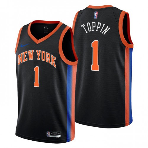 Nike New York Knicks #1 Obi Toppin Men’s 2022-23 City Edition NBA Jersey – Cherry Blossom Black Men’s
