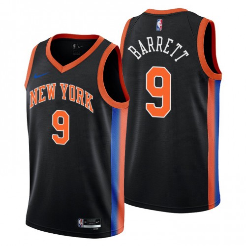 Nike New York Knicks #9 R.J. Barrett Men’s 2022-23 City Edition NBA Jersey – Cherry Blossom Black Men’s