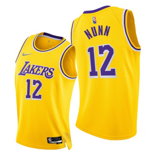 Nike Los Angeles Lakers #12 Kendrick Nunn Men’s 2021-22 75th Diamond Anniversary NBA Jersey Gold Men’s