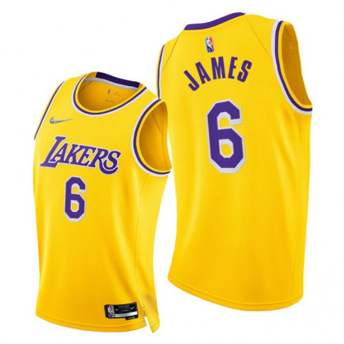 Nike Los Angeles Lakers #6 LeBron James Men’s 2021-22 75th Diamond Anniversary NBA Jersey Gold Men’s