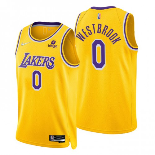 Nike Los Angeles Lakers #0 Russell Westbrook Gold Men’s 2021-22 NBA 75th Anniversary Diamond Swingman Jersey – Icon Edition Men’s