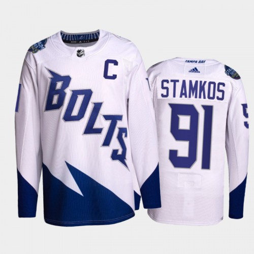 Adidas Tampa Bay Lightning #91 Steven Stamkos Men’s 2022 Stadium Series Authentic NHL Jersey – White Men’s