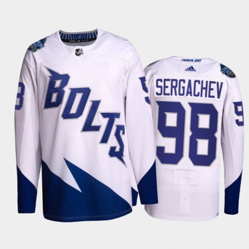 Adidas Tampa Bay Lightning #98 Mikhail Sergachev Men’s 2022 Stadium Series Authentic NHL Jersey – White Men’s