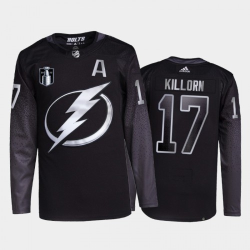Adidas Tampa Bay Lightning #17 Alex Killorn Men’s 2022 Stanley Cup Final Patch Alternate Authentic NHL Jersey – Black Men’s