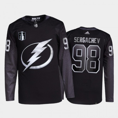 Adidas Tampa Bay Lightning #98 Mikhail Sergachev Men’s 2022 Stanley Cup Final Patch Alternate Authentic NHL Jersey – Black Men’s