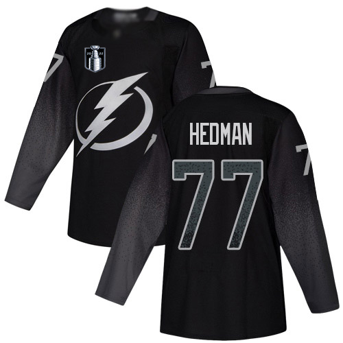 Adidas Tampa Bay Lightning #77 Victor Hedman Black 2022 Stanley Cup Final Patch Alternate Authentic Stitched NHL Jersey Men’s