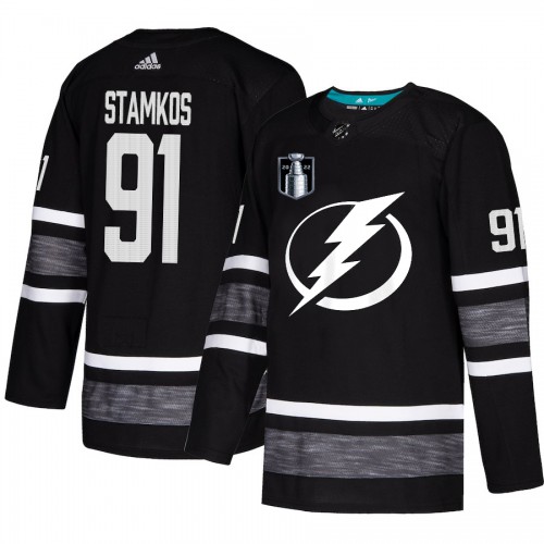 Adidas Tampa Bay Lightning #91 Steven Stamkos Black Authentic 2022 Stanley Cup Final Patch All-Star Stitched NHL Jersey Men’s