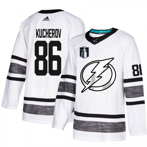 Adidas Tampa Bay Lightning #86 Nikita Kucherov White Authentic 2022 Stanley Cup Final Patch All-Star Stitched NHL Jersey Men’s