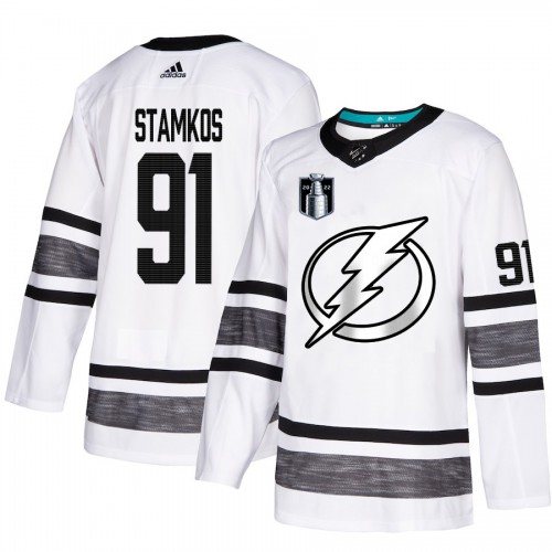 Adidas Tampa Bay Lightning #91 Steven Stamkos White Authentic 2022 Stanley Cup Final Patch All-Star Stitched NHL Jersey Men’s