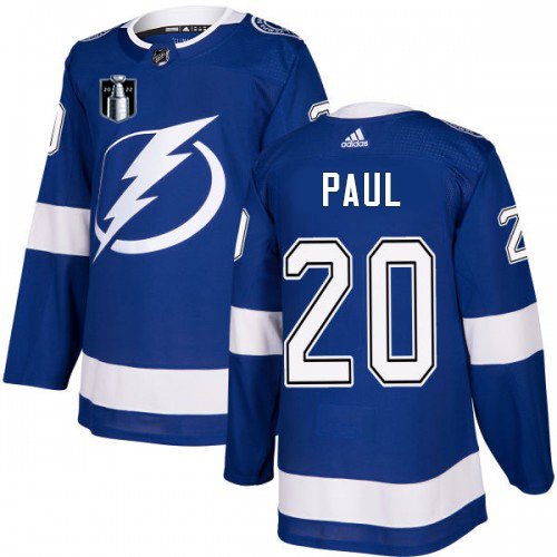 Adidas Tampa Bay Lightning #20 Nicholas Paul Blue 2022 Stanley Cup Final Patch Home Authentic Stitched NHL Jersey Men’s